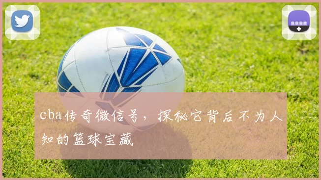 cba传奇微信号，探秘它背后不为人知的篮球宝藏